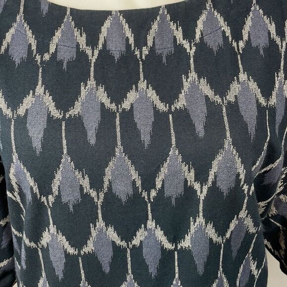 J. Jill. Pure Jill Blue Ikat Kimono Boxy Cotton Blouse. Size Small. - Picture 5 of 14